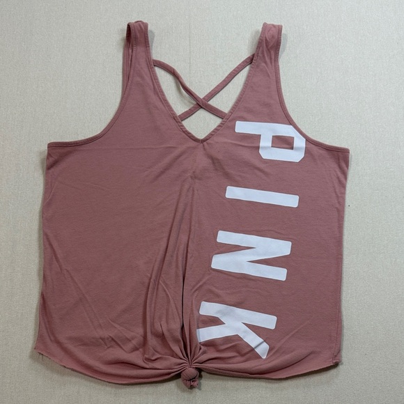 PINK Victoria's Secret Dusty Rose Tank with White Logo - Picture 1 of 6